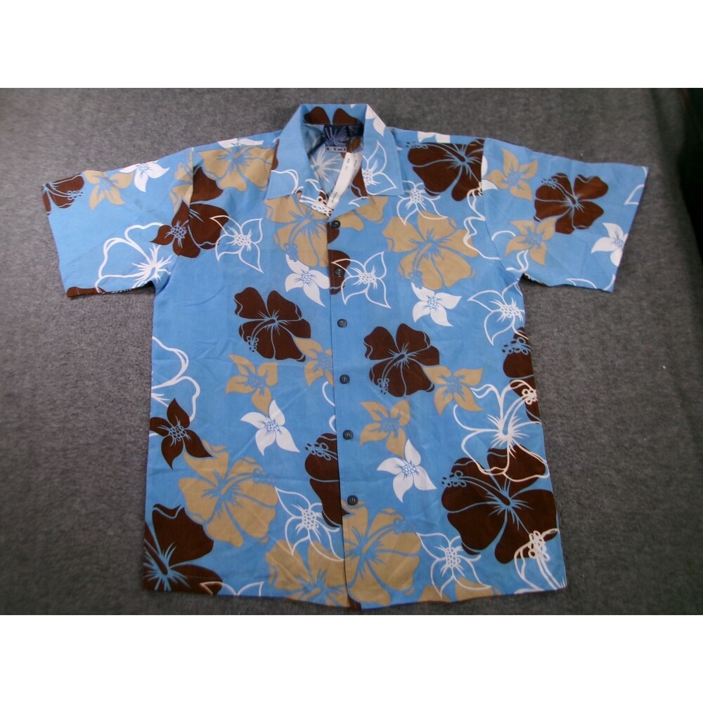 C Two Shirt Men Extra Large Blue Hawaiian Aloha Tropical Camp Y2K Dead Stock